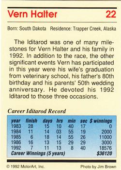 1992 MotorArt Iditarod Sled Dog Race #22 Vern Halter Back